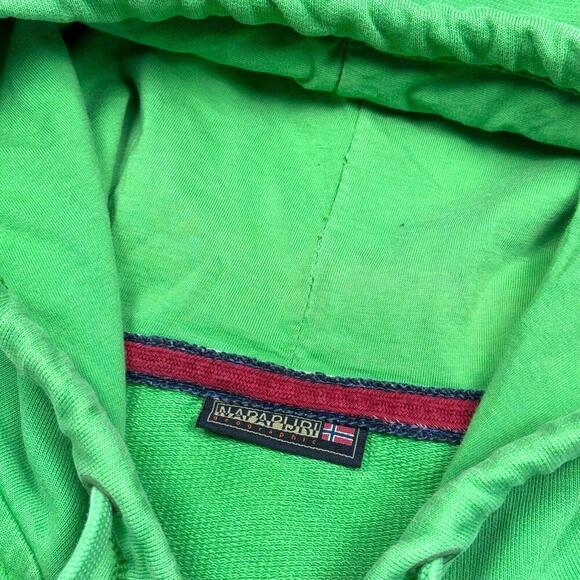 NAPAPIJRI Y2K Hoodie Men Size L Green Flag Patch Full Zip Fleece Norway 2000s - Picture 6 of 12